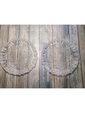 2 Mikasa Winter Dreams frosted crystal glass plate